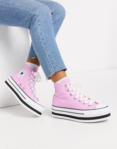 converse con plataforma rosa