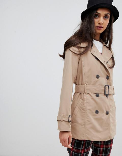 Brave Soul Orwell Trench Coat-cream