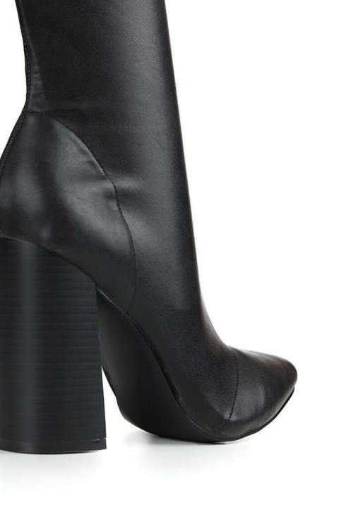 Black Faux Leather Sock Boots from I 