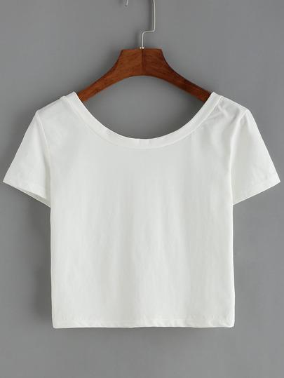 Crop Tshirt Collo A Scoop Bianco