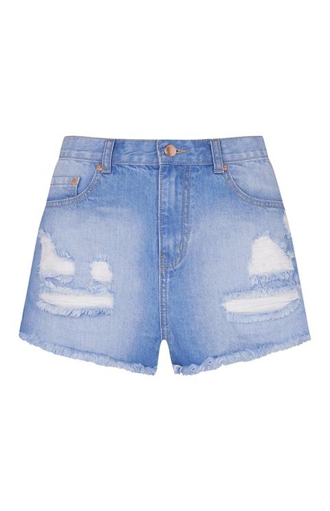 Shorts In Denim Effetto Consumato