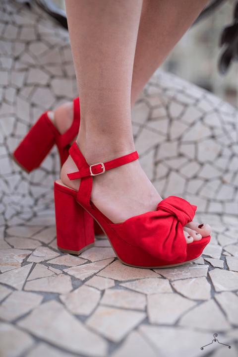 Sandalias Roja De Tacon Con Lazada