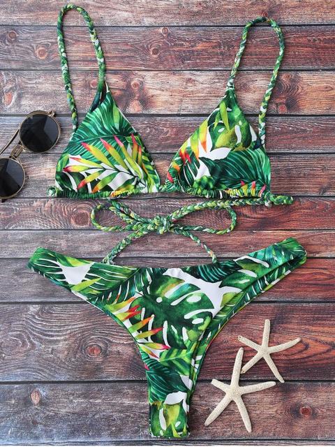 Tropical Print Plunge Bikini