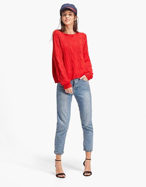 Pullover Trecce Rosso