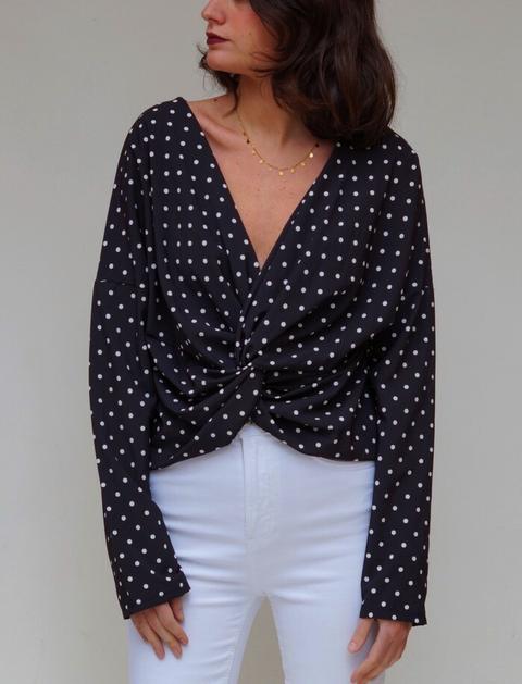 Blusa Negra Lunar Blanco