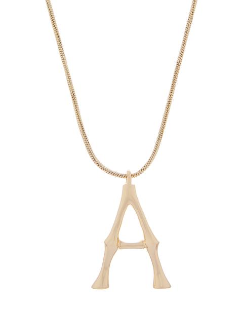 Oversized Bamboo Initial Pendant Necklace A