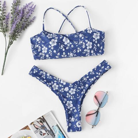 Set Bikini Con Incrocio Floreale A Caso