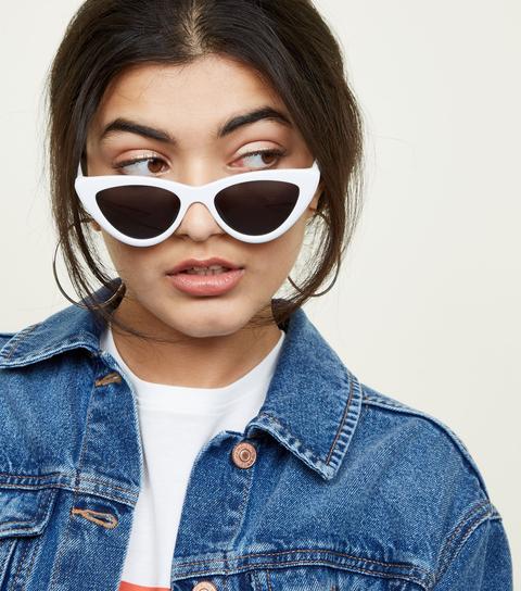 White Chunky Frame Cat Eye Sunglasses New Look