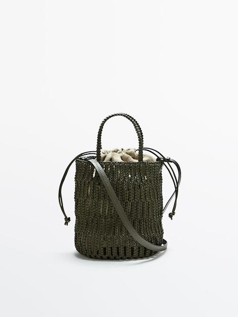 Bolso Piel Trenzada + Pouch Lino