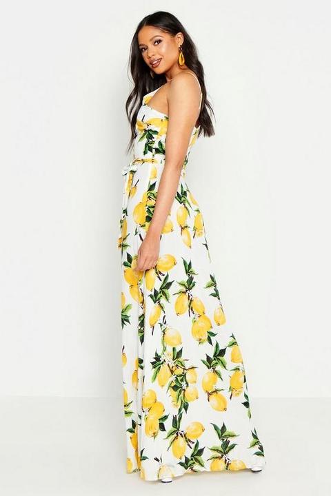 lemon print maxi dress