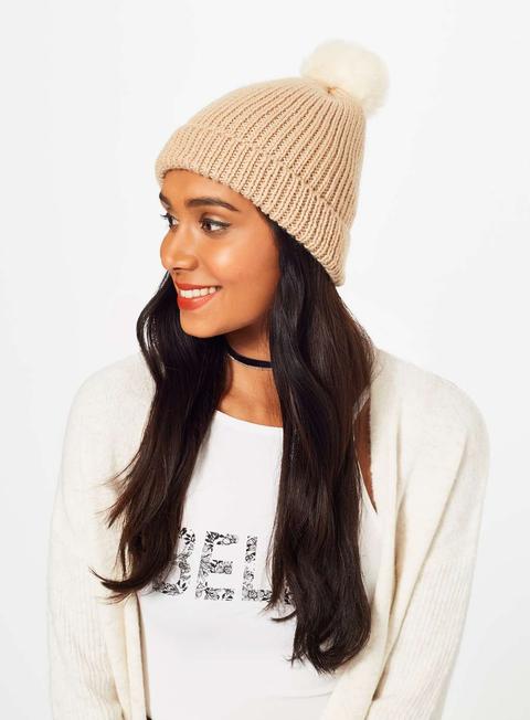 Camel Pom Beanie Hat