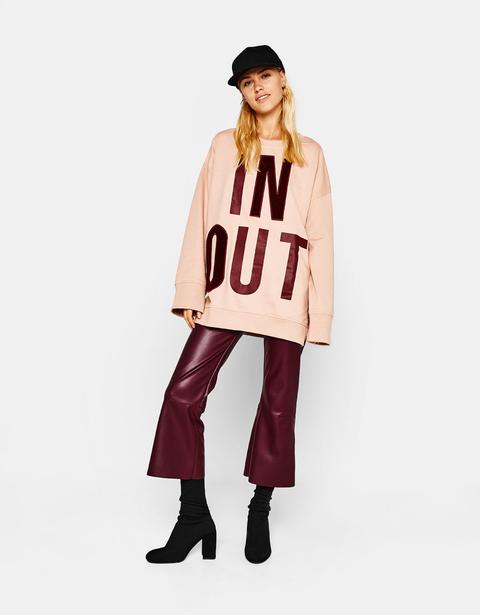 faux leather kick flare trousers