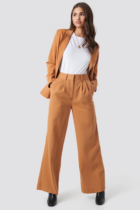 High Waist Flared Suit Pants Brown