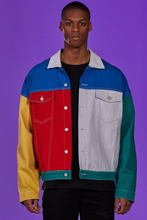 multi coloured denim jacket