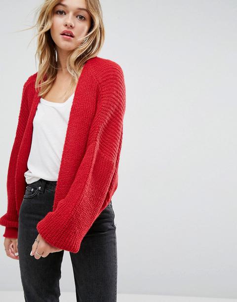 Asos - Cardigan Grosso A Coste Soffice - Rosso