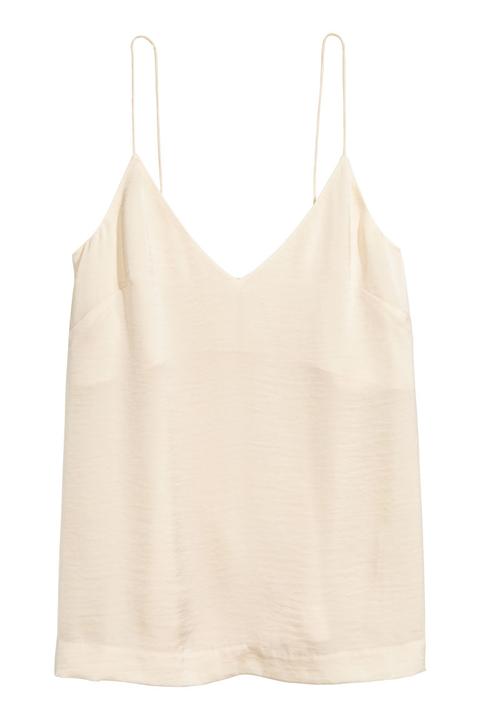 H & M - Top Con Scollo A V - Beige