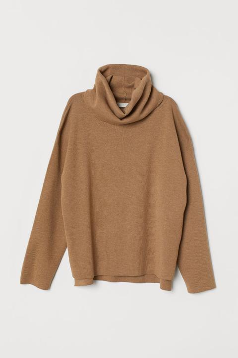 H & M - Jersey De Cuello Alto En Punto - Beis