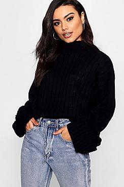 Maxi Wide Sleeve Wide Rib Jumper