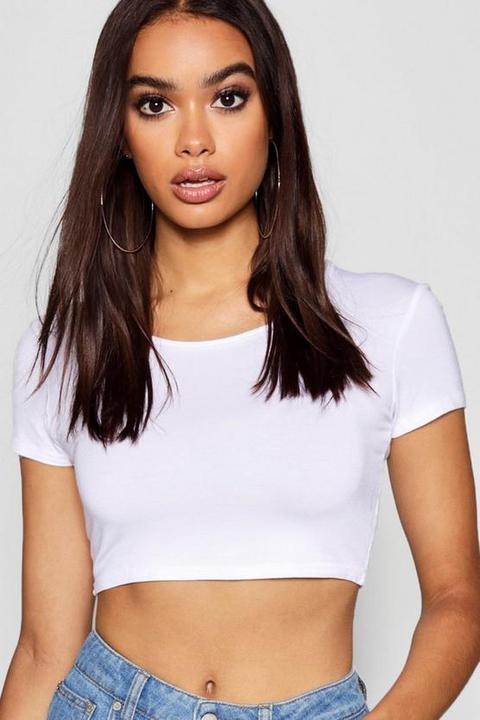 Crop Top Basique À Manches Courtes - Blanc - 40, Blanc