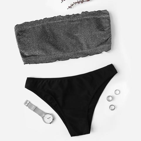 Set Bikini Brillante Con Orlo Lattuga