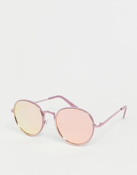 Gafas De Sol Redondas Extragrandes En Rosa Con Lentes Flash De Asos Design