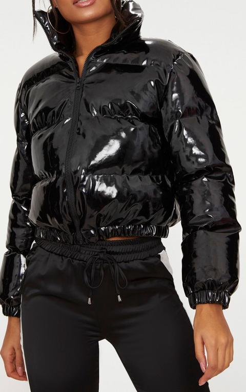 cropped vinyl puffer jacket