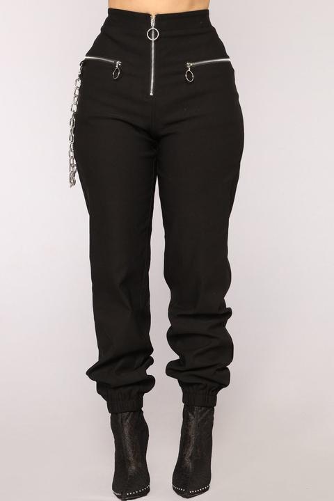 Chain Hang Low Joggers - Black