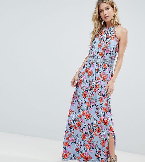 Boohoo - Vestito Lungo A Fiori Con Pizzo - Multicolore