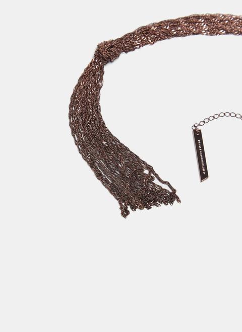 Collar Corto Multilíneas Con Borla