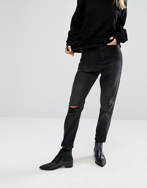 Vero Moda - Mom Jeans Invecchiati - Nero