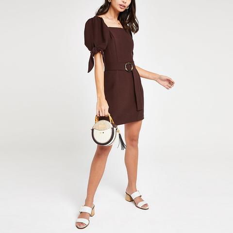 Dark Brown Belted Mini Dress