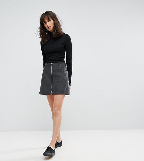 Weekday Zip Mini Skirt-grey