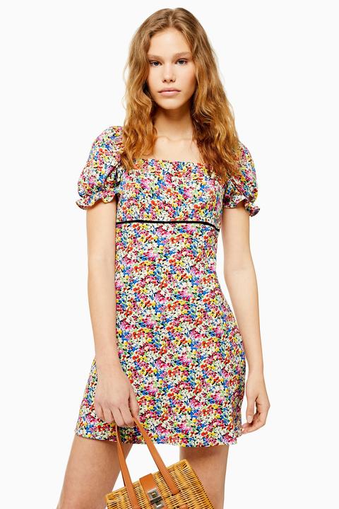 Womens Palermo Prairie Floral Mini Square Neck Dress - Multi, Multi