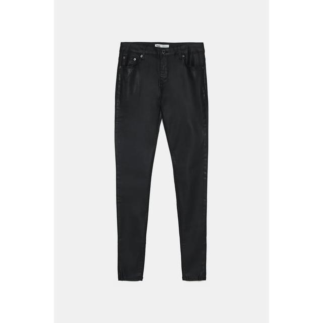 zara coated jeans