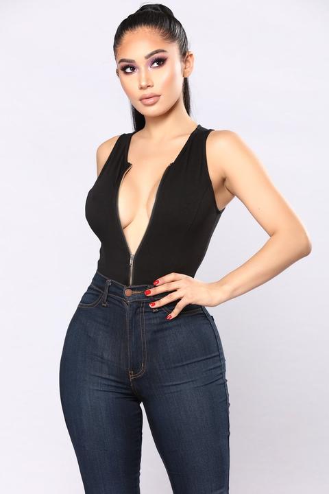 Zip Me Up Bodysuit - Black