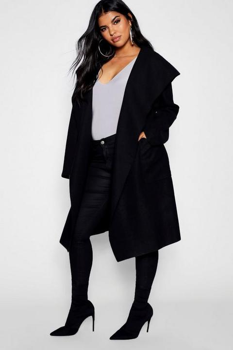 Plus Belted Shall Collar Pocket Coat