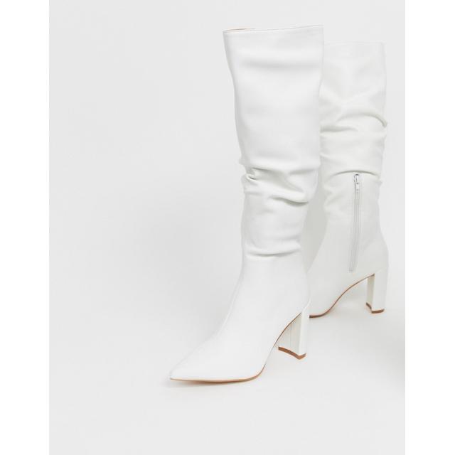 public desire mine white slouch knee boots