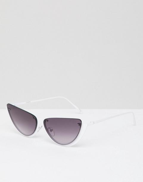 Asos Design Sliced Top Extreme Cat Eye Sunglasses-white