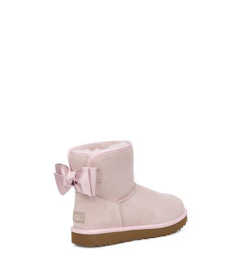 Ugg Women's Satin Bow Mini Boot In Seashell Pink, Size 3, Shearling