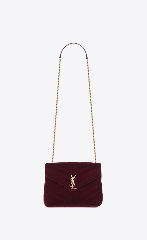 Bag Small Loulou Con Catena Burgundy In Velluto Matelassé A “y”