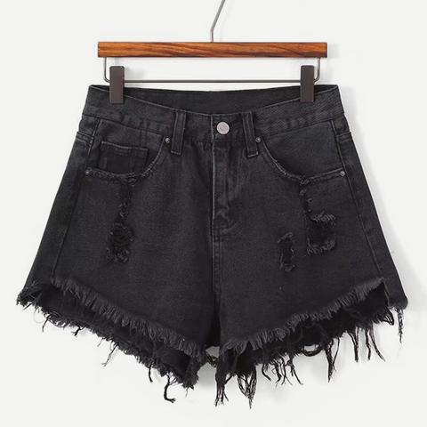 Shorts In Denim Con Bordi Sfilacciati