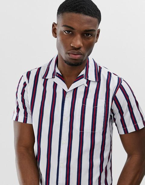 striped revere collar shirt