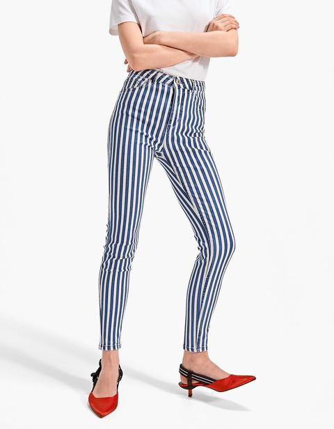 Pantaloni Super High Waist Stripes Jeans Medio