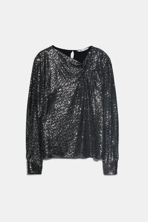 Top Con Paillettes E Nodo