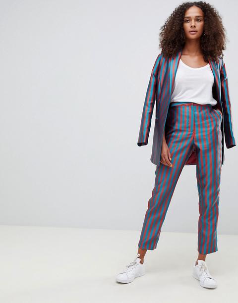 Pantalones Slim De Sastre De Jacquard A Rayas De Asos Design