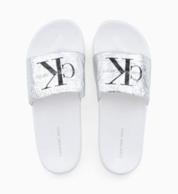 calvin klein metallic sliders