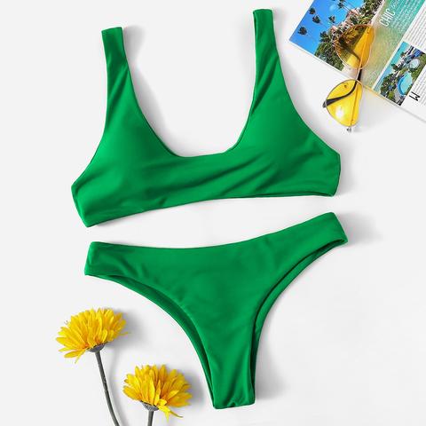 Set Bikini Top Con Collo Rotondo