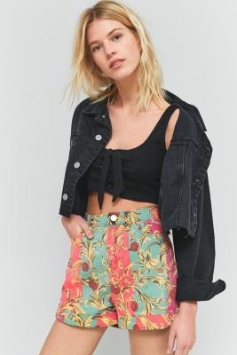 Bdg Floral Vines High Waisted Denim Shorts - Womens 28 W