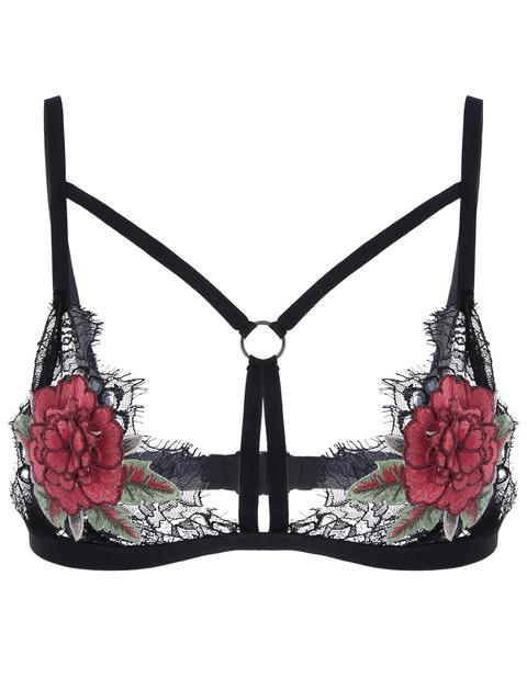 Reggiseno In Pizzo In Applique Floreale Bralette Caged