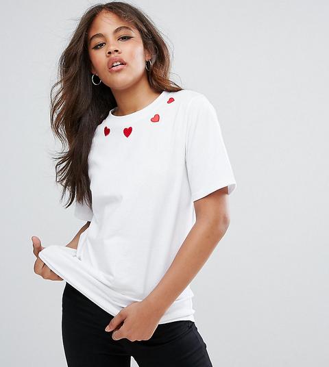 Daisy Street Tall - T-shirt Boyfriend Con Scollo A Cuore - Bianco